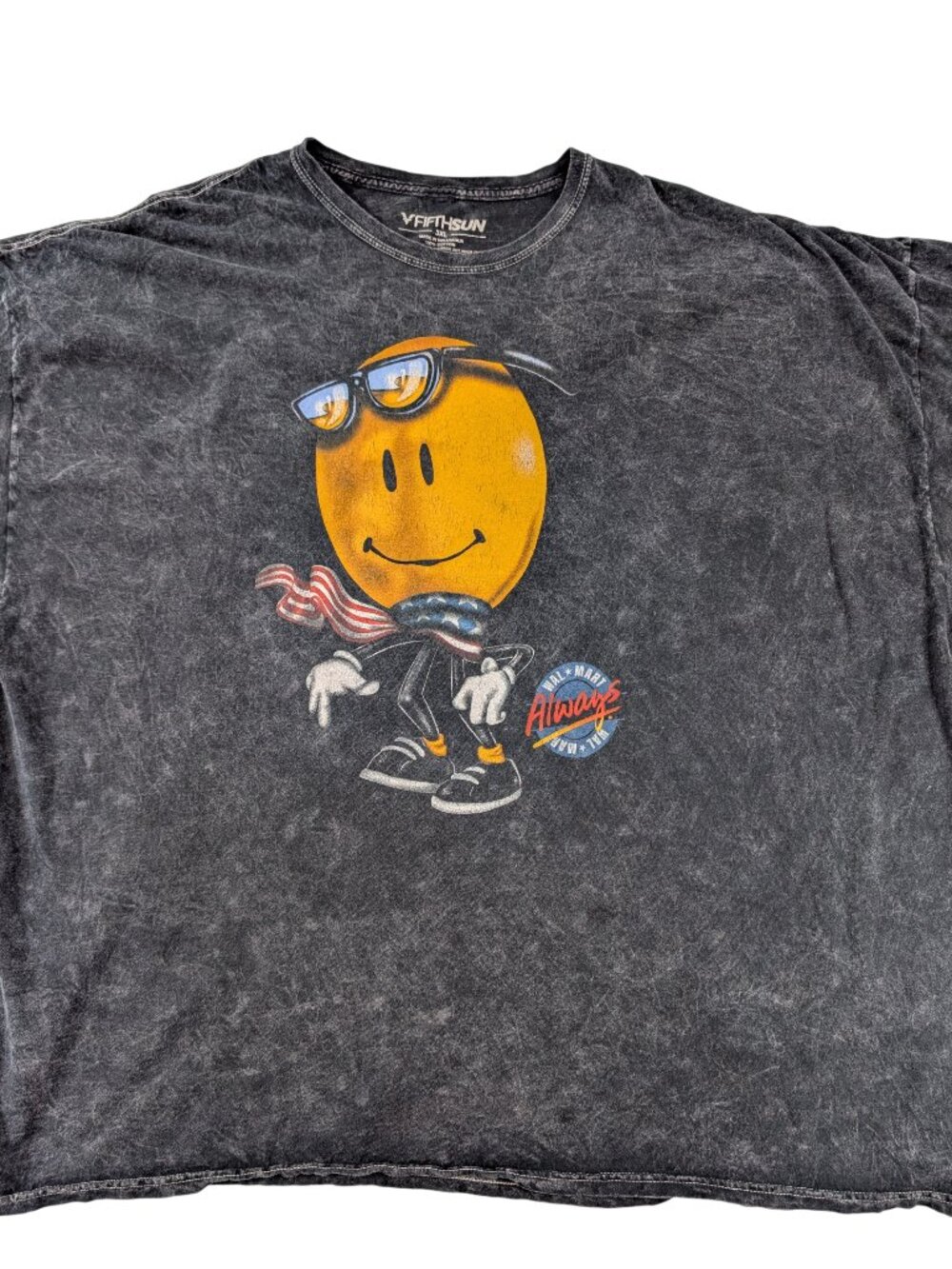 VTG Walmart Graphic Tee Always Smiley Mascot Black Acid Wash 3XL - 90s Y2K